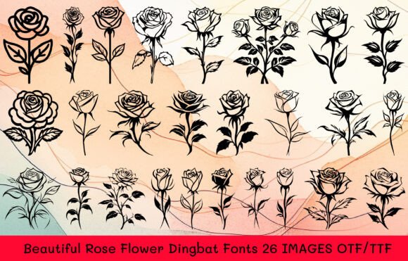 Beautiful Rose Flower Font